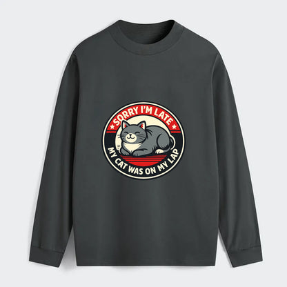 Charming Cat Loaf Excuse Emblem - Classic Long Sleeve Shirt - Gray