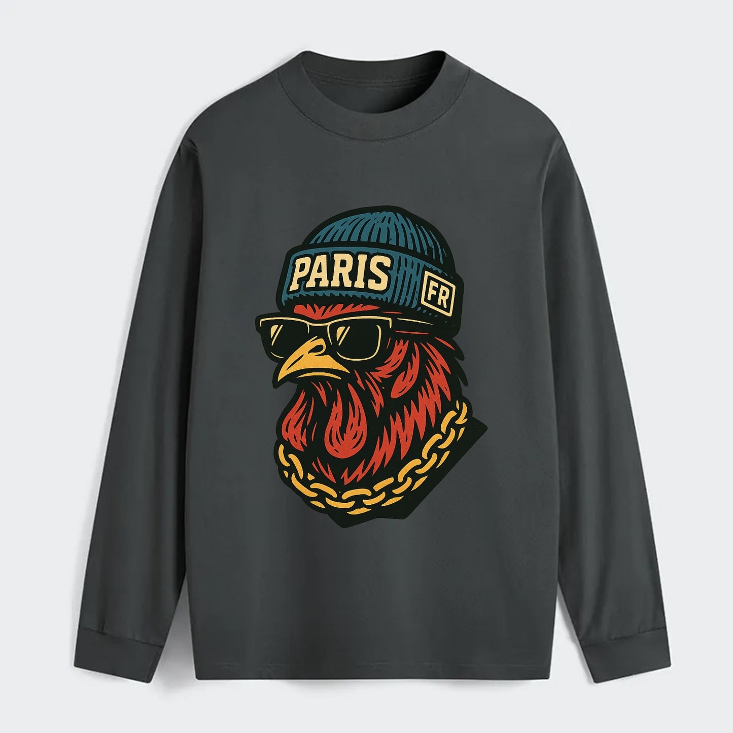 Paris Rooster - Classic Long Sleeve Shirt - Gray