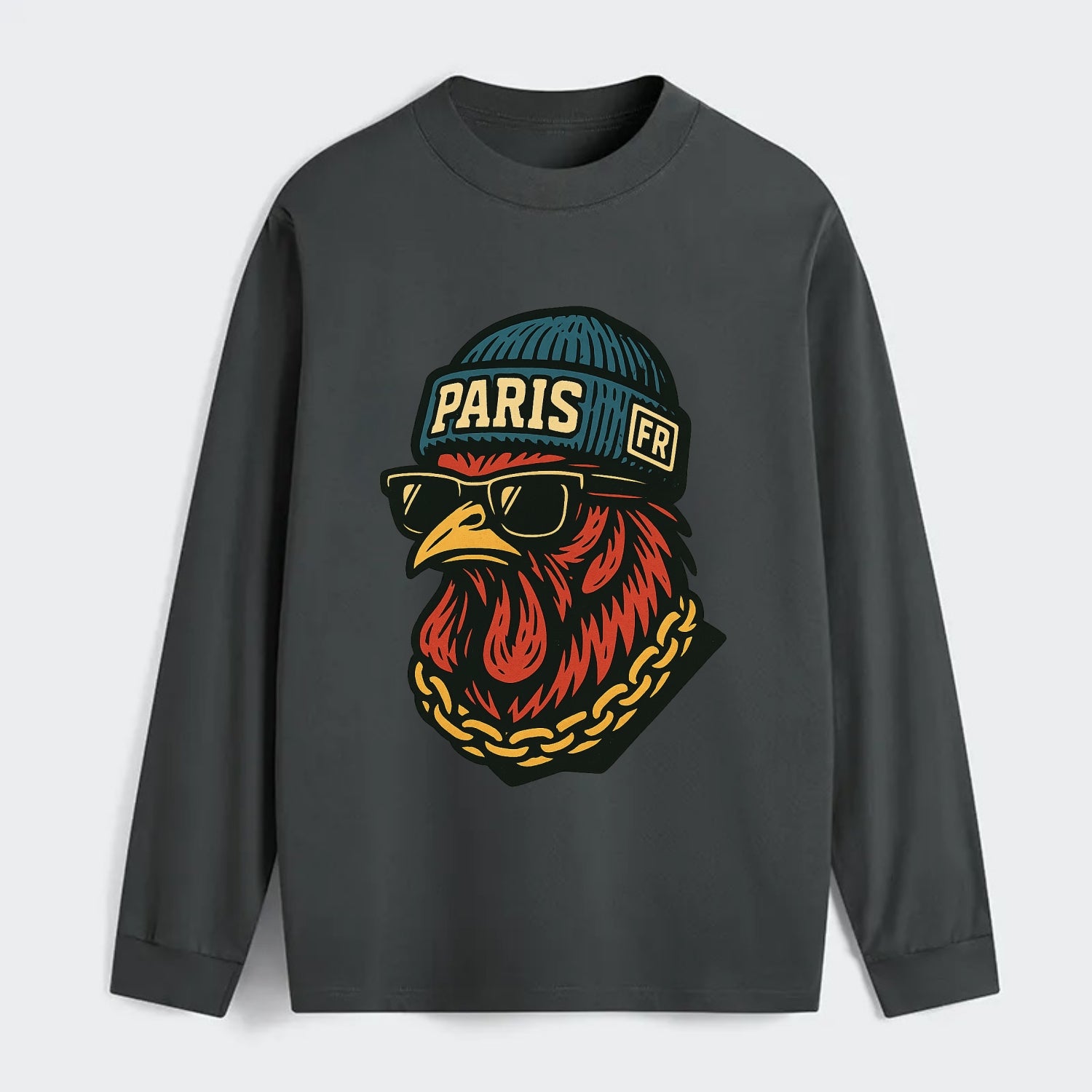 Paris Rooster - Classic Long Sleeve Shirt - Gray