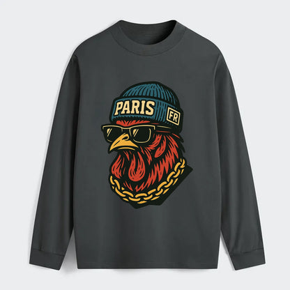 Paris Rooster - Classic Long Sleeve Shirt - Gray