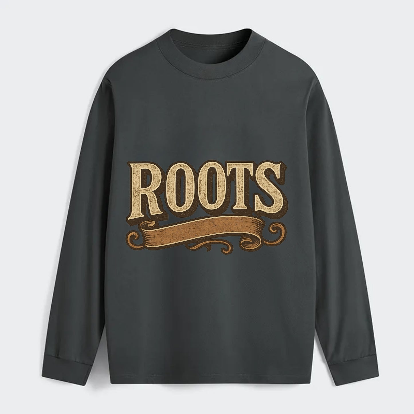 Bold typography design - "ROOTS" - where you come from, heritage - Classic Long Sleeve Shirt - Gray