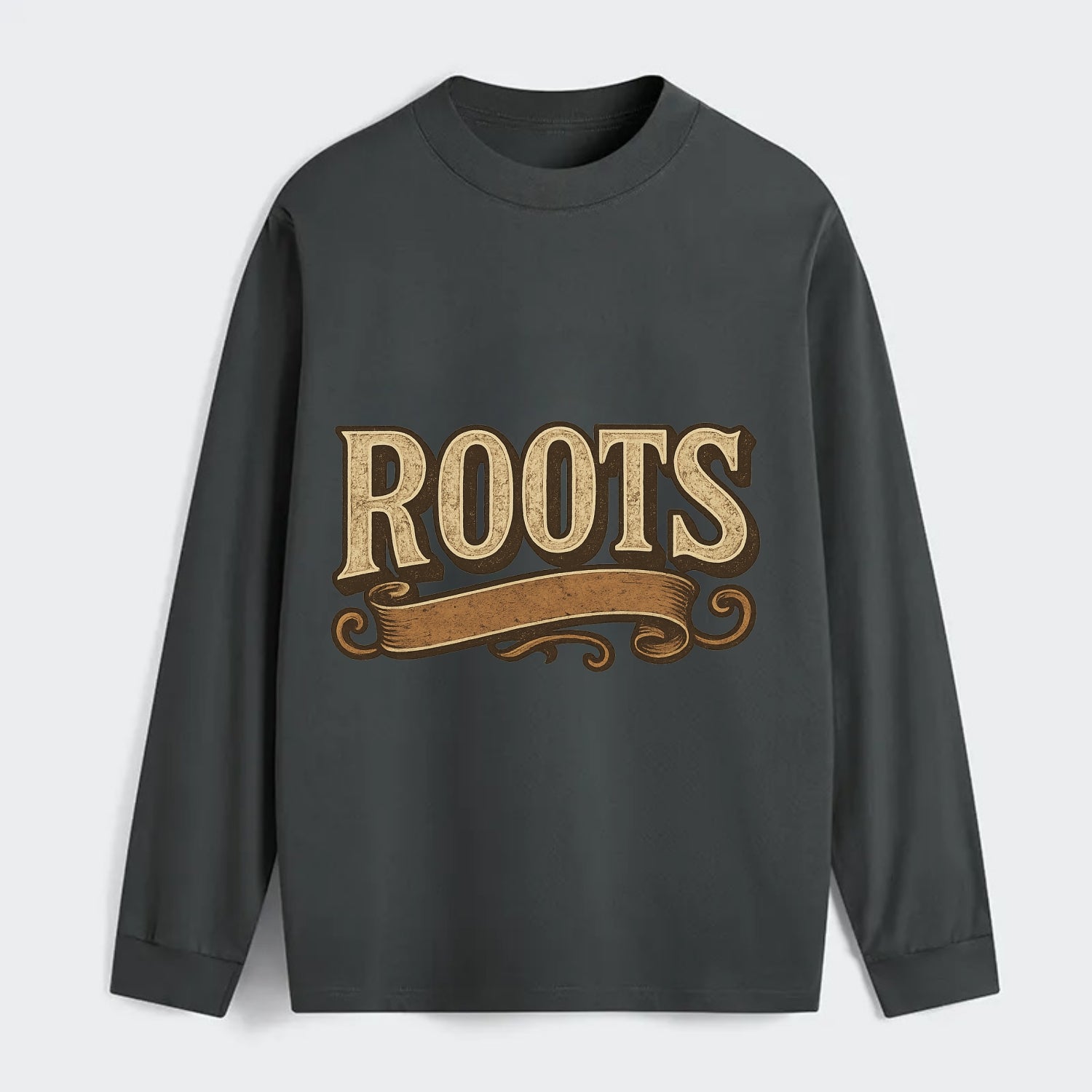 Bold typography design - "ROOTS" - where you come from, heritage - Classic Long Sleeve Shirt - Gray