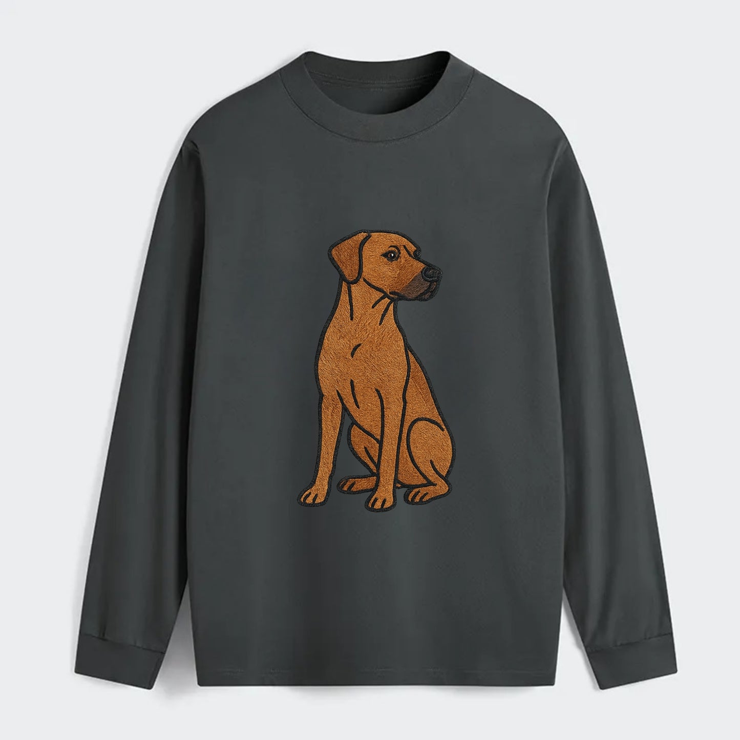 Rhodesian Ridgeback - Red wheaten embroidered pose - Classic Long Sleeve Shirt - Gray