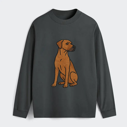 Rhodesian Ridgeback - Red wheaten embroidered pose - Classic Long Sleeve Shirt - Gray