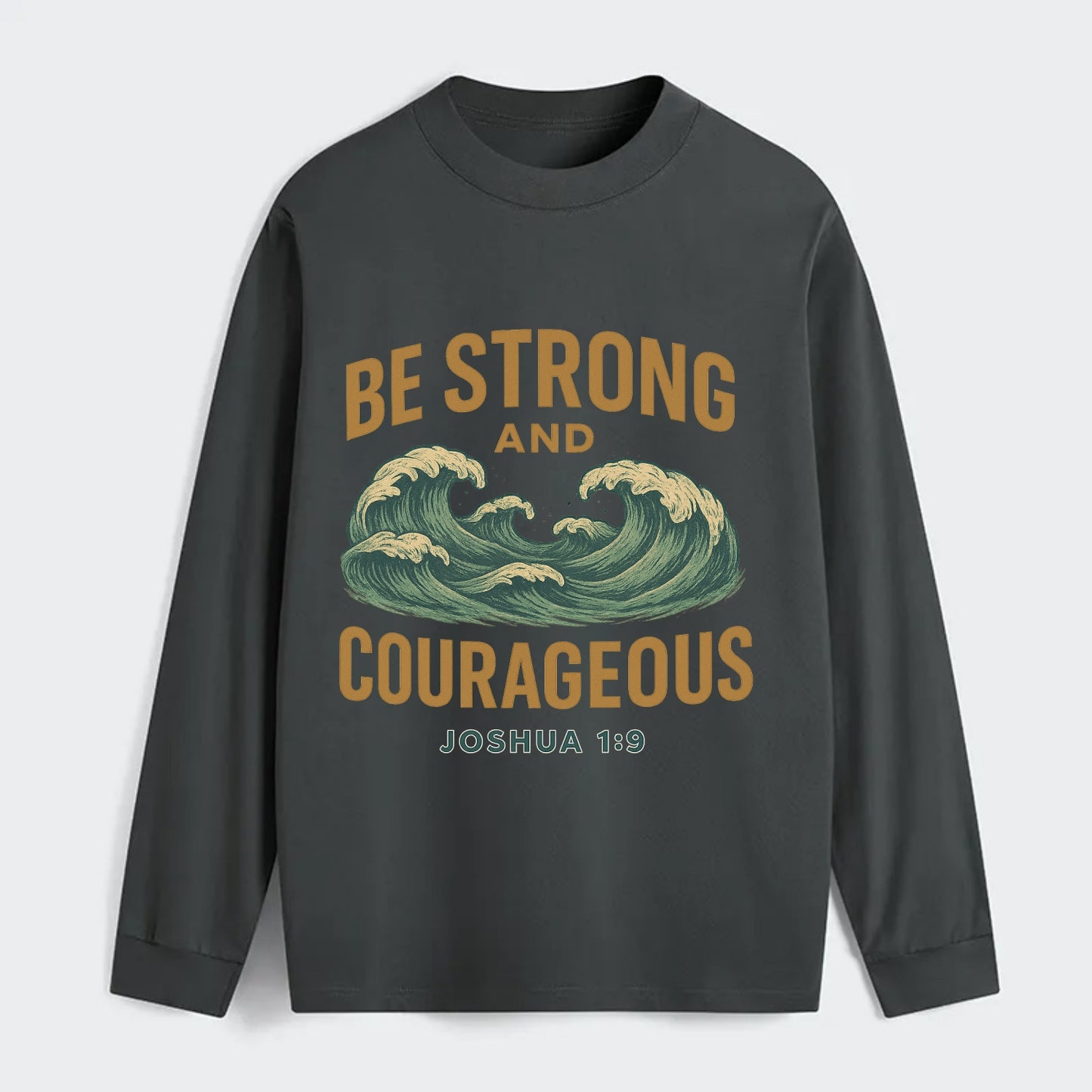 Joshua 1:9 Ocean - Classic Long Sleeve Shirt - Gray