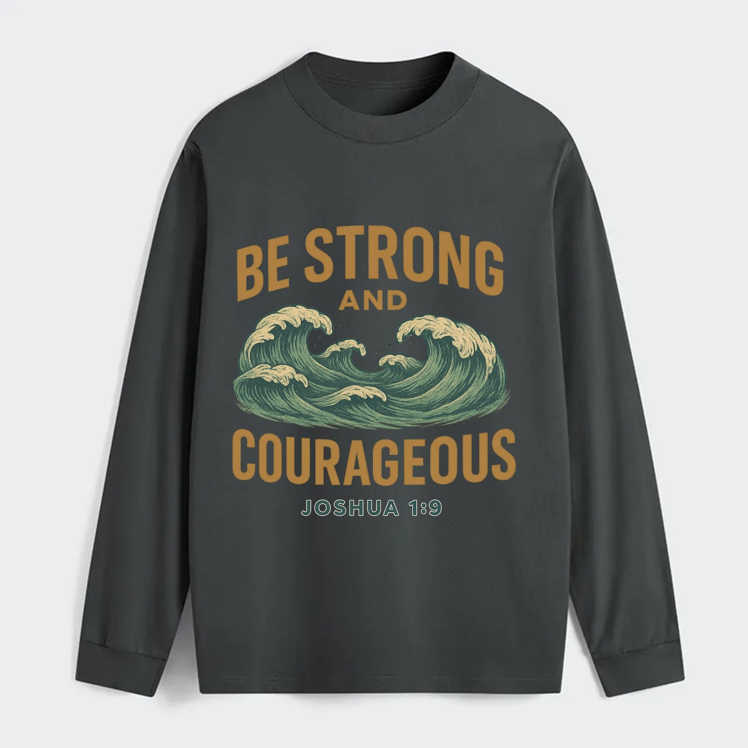 Joshua 1:9 Ocean - Classic Long Sleeve Shirt - Gray