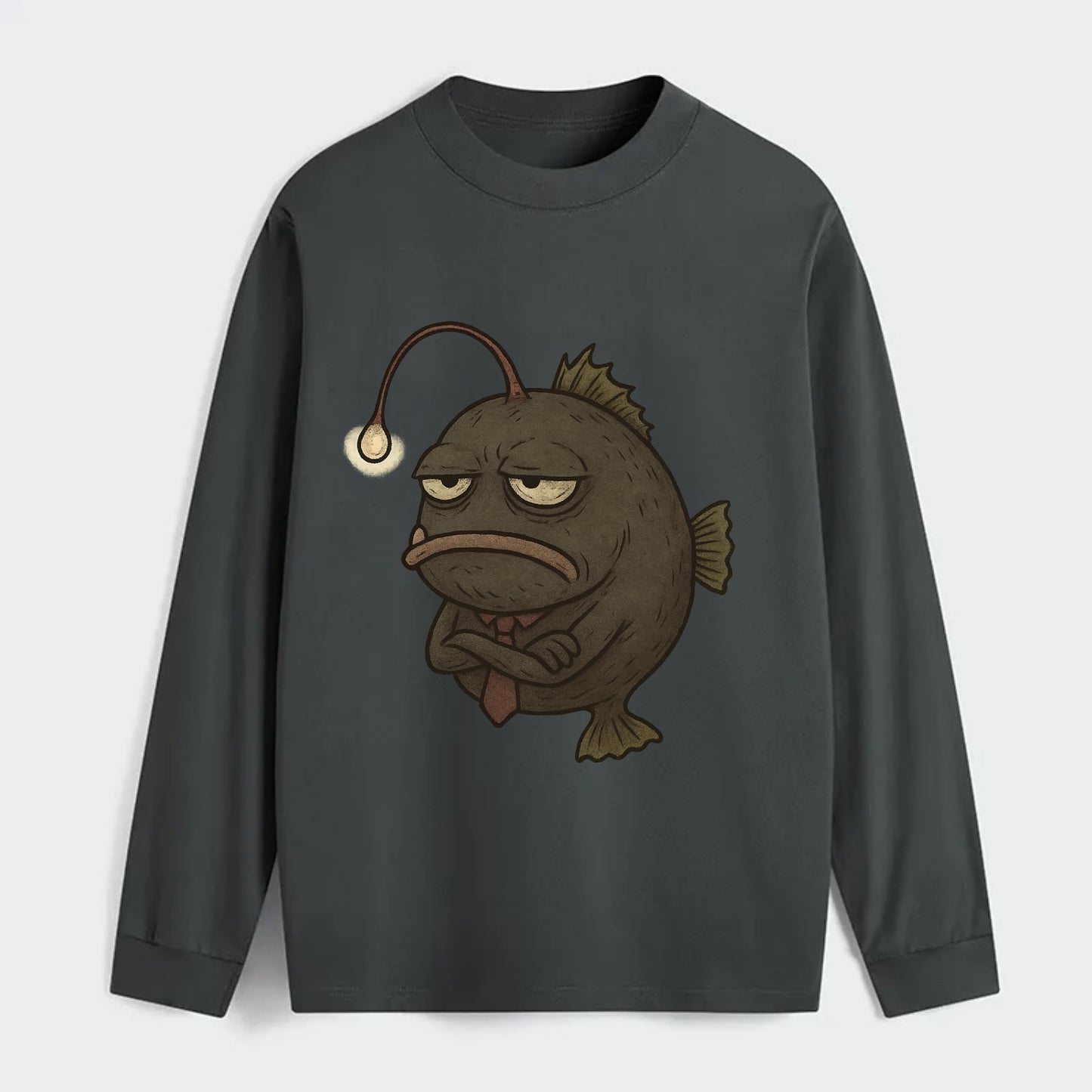 THE ANGLERFISH LURES DISAPPOINTMENT | Dark gray anglerfish with dim - Classic Long Sleeve Shirt - Gray