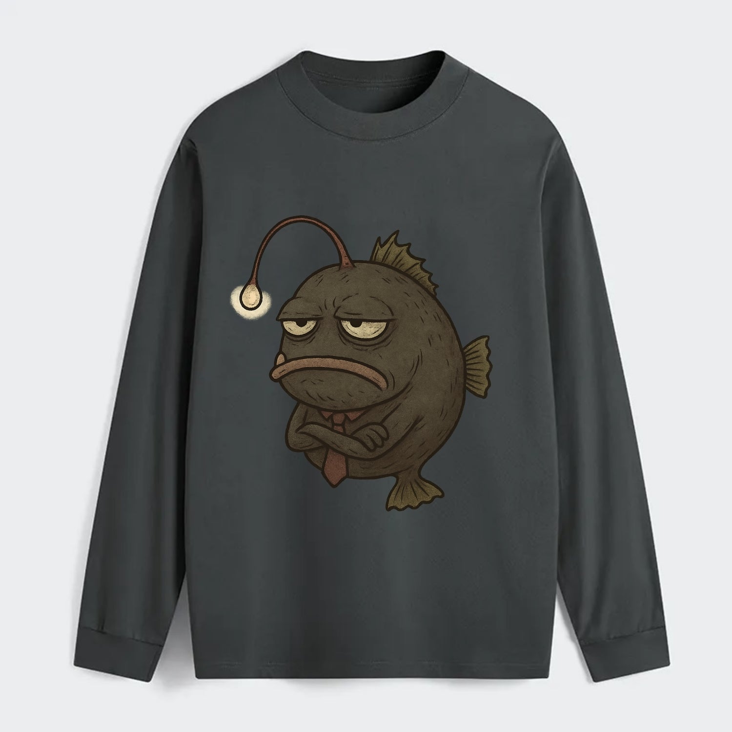 THE ANGLERFISH LURES DISAPPOINTMENT | Dark gray anglerfish with dim - Classic Long Sleeve Shirt - Gray
