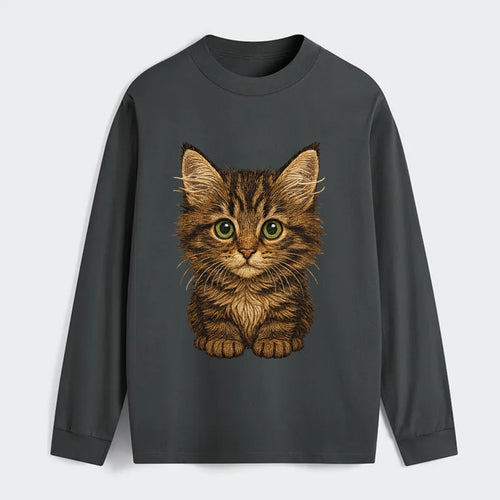 Baby Maine Coon Kitten - large fluffy tabby, tufted ears, big green - Classic Long Sleeve Shirt