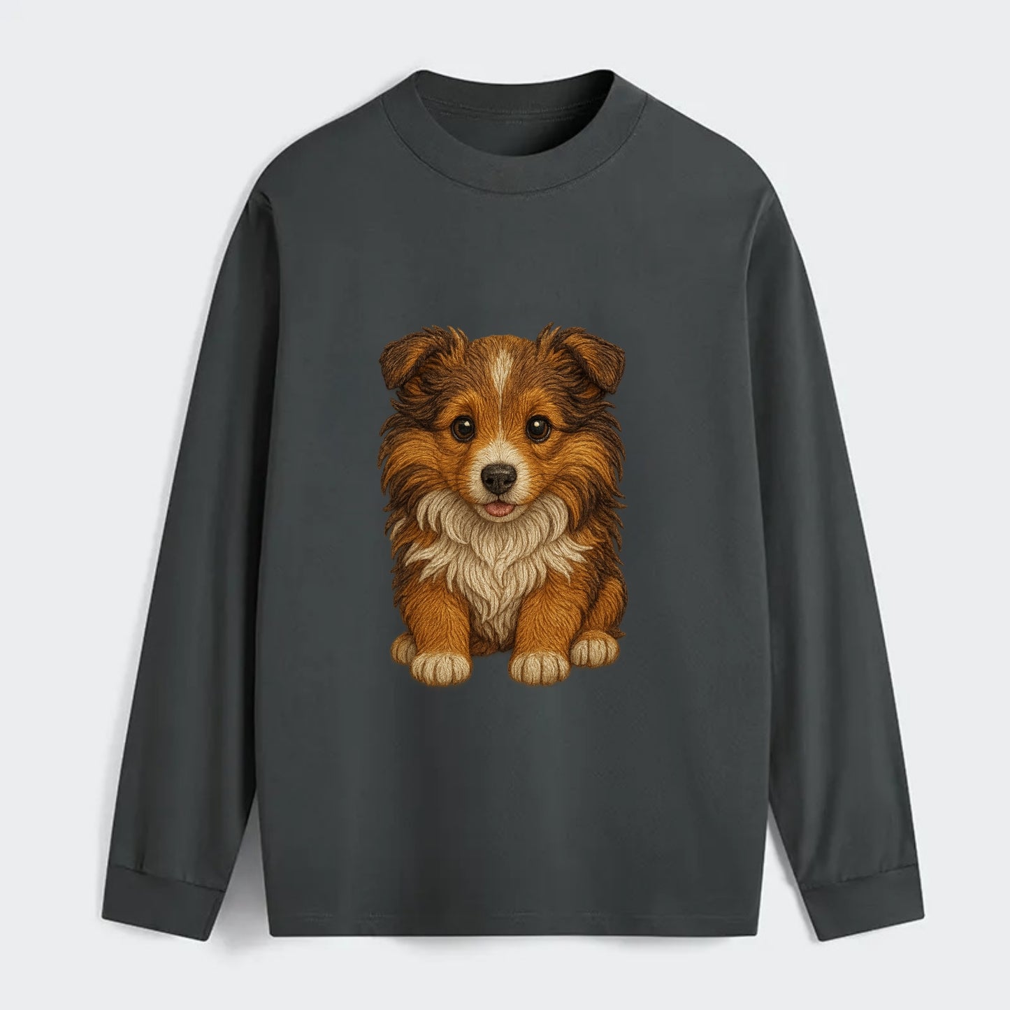 Baby Shetland Sheepdog Puppy - mini collie look, flowing mane, - Classic Long Sleeve Shirt - Gray