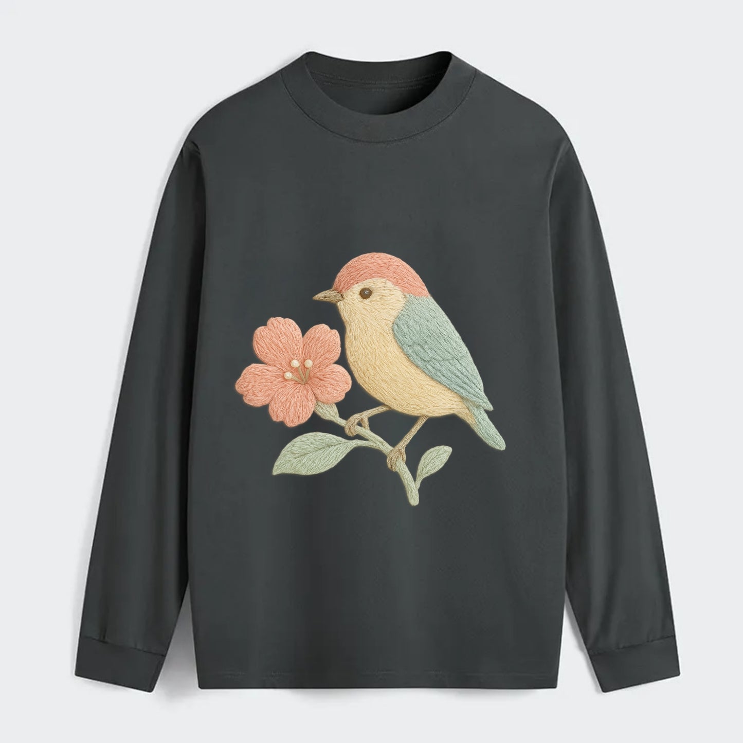 Peach Flowerpecker - Classic Long Sleeve Shirt - Gray