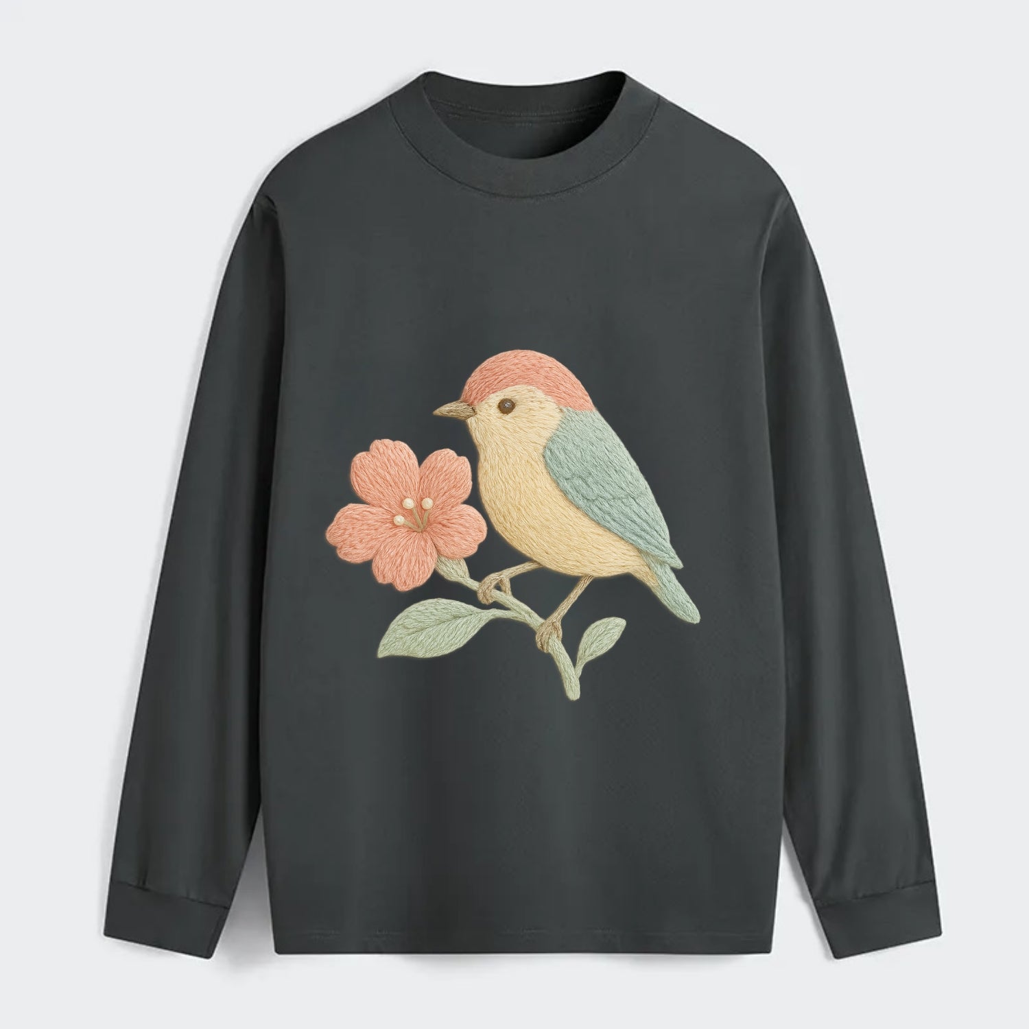 Peach Flowerpecker - Classic Long Sleeve Shirt - Gray
