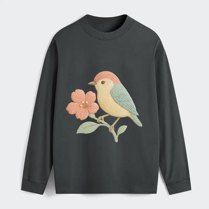 Peach Flowerpecker - Classic Long Sleeve Shirt - Gray