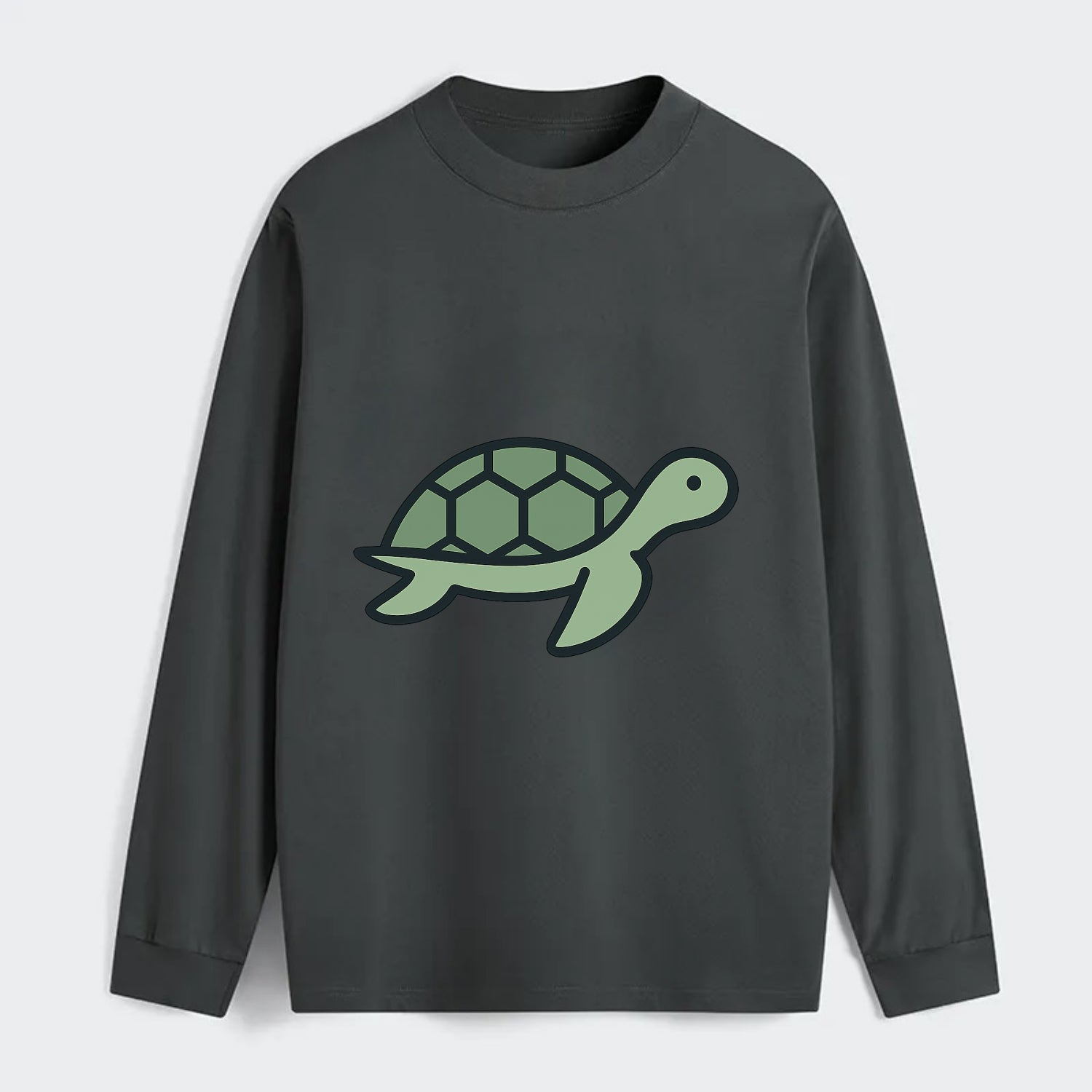 Sea Turtle - Green with shell pattern flat side profile - Classic Long Sleeve Shirt - Gray