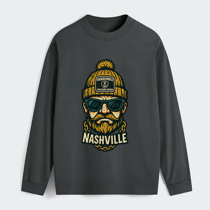 Nashville Commodore wearing Vanderbilt beanie with anchor patch - Classic Long Sleeve Shirt - Gray