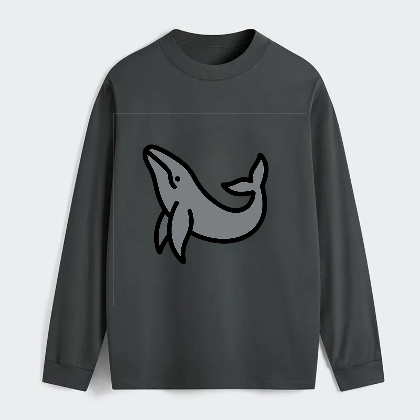 Humpback Whale - Gray breaching pose flat side profile - Classic Long Sleeve Shirt - Gray