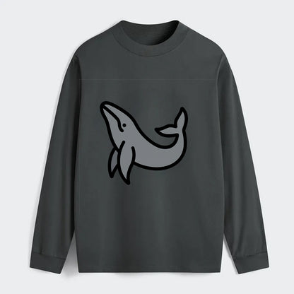 Humpback Whale - Gray breaching pose flat side profile - Classic Long Sleeve Shirt - Gray