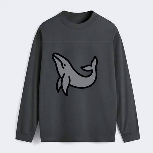 Humpback Whale - Gray breaching pose flat side profile - Classic Long Sleeve Shirt