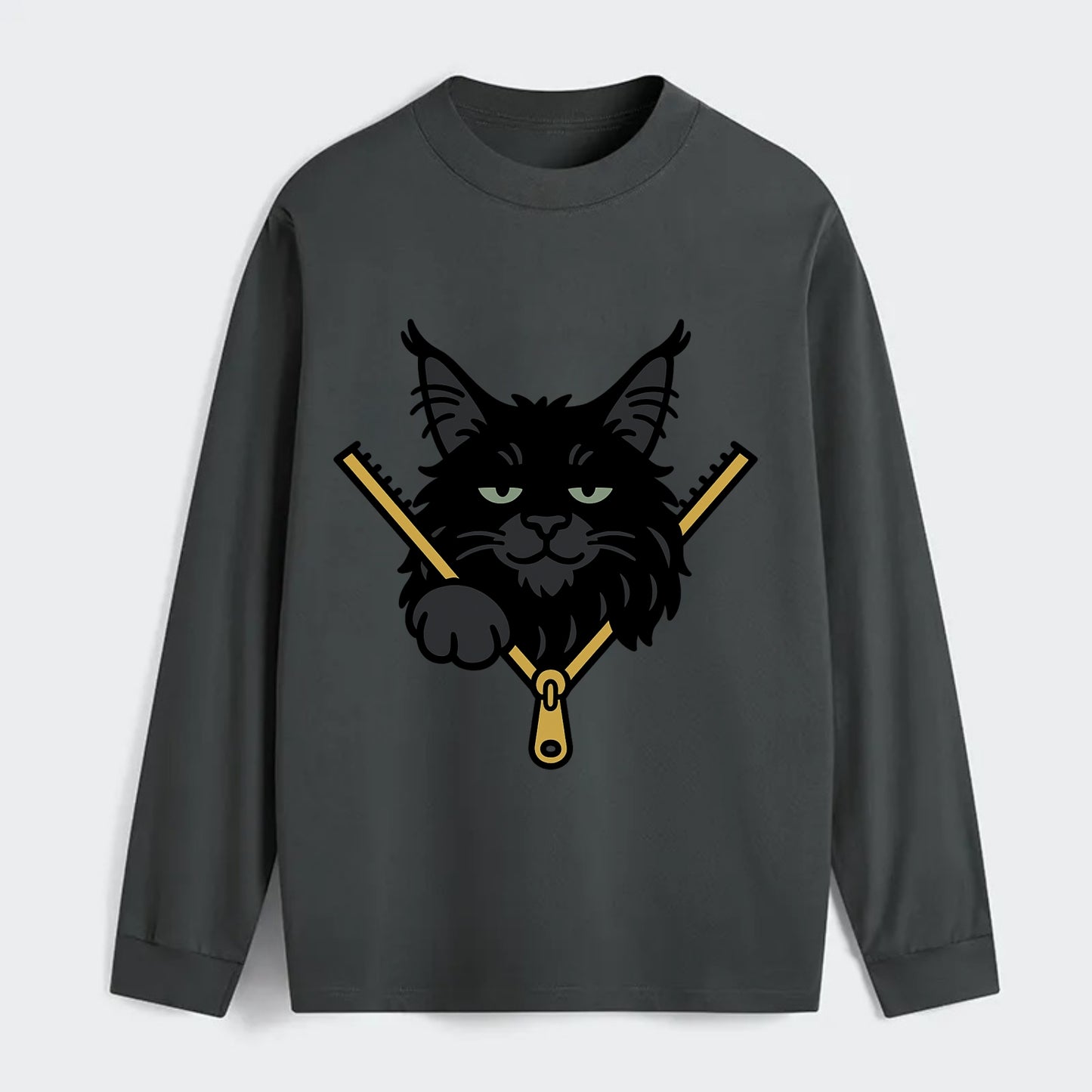Black Maine Coon - Classic Long Sleeve Shirt - Gray