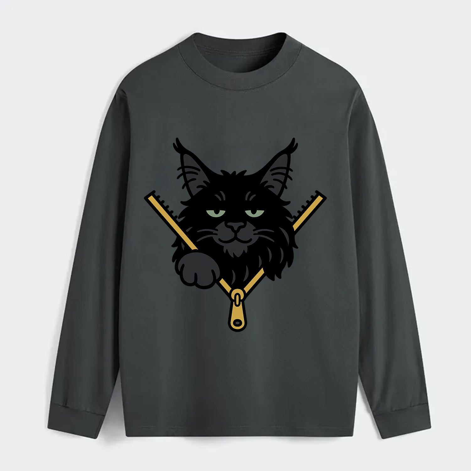 Black Maine Coon - Classic Long Sleeve Shirt - Gray