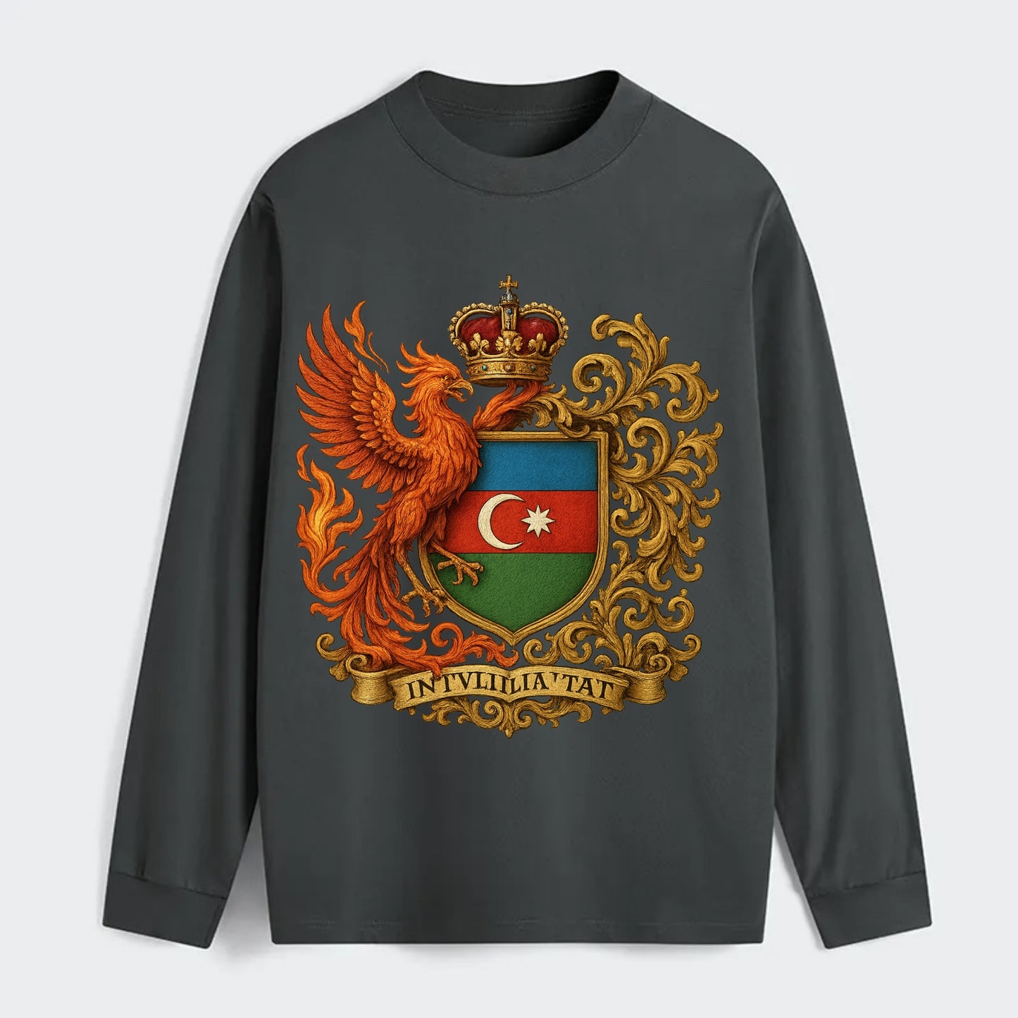 Azerbaijan Fire Phoenix Emblem - Classic Long Sleeve Shirt - Gray