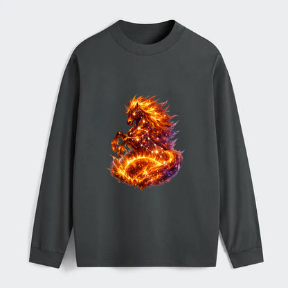 SOLAR FLARE | Horse emerging from the sun | Solar corona mane | Star - Classic Long Sleeve Shirt - Gray
