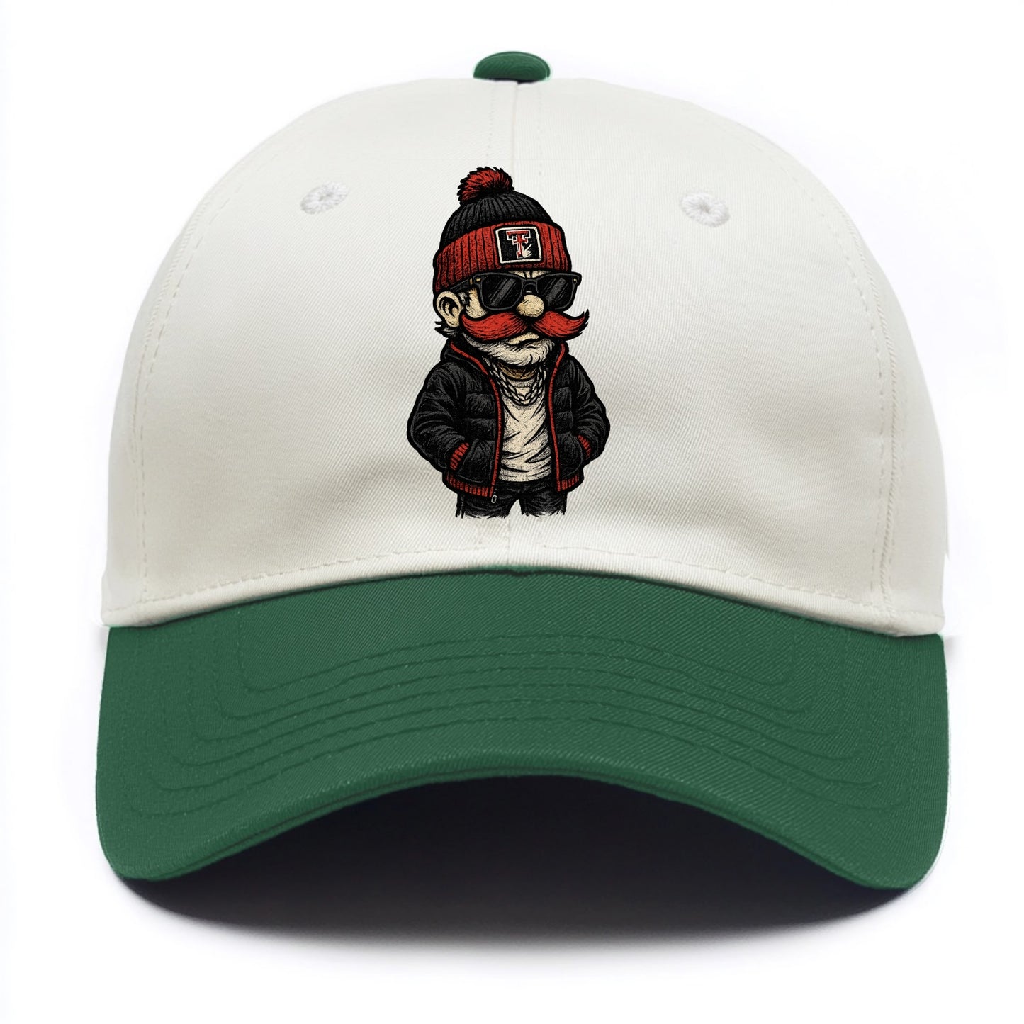Lubbock Raider wearing Texas Tech beanie with guns up patch - Two Tone Cap - Green