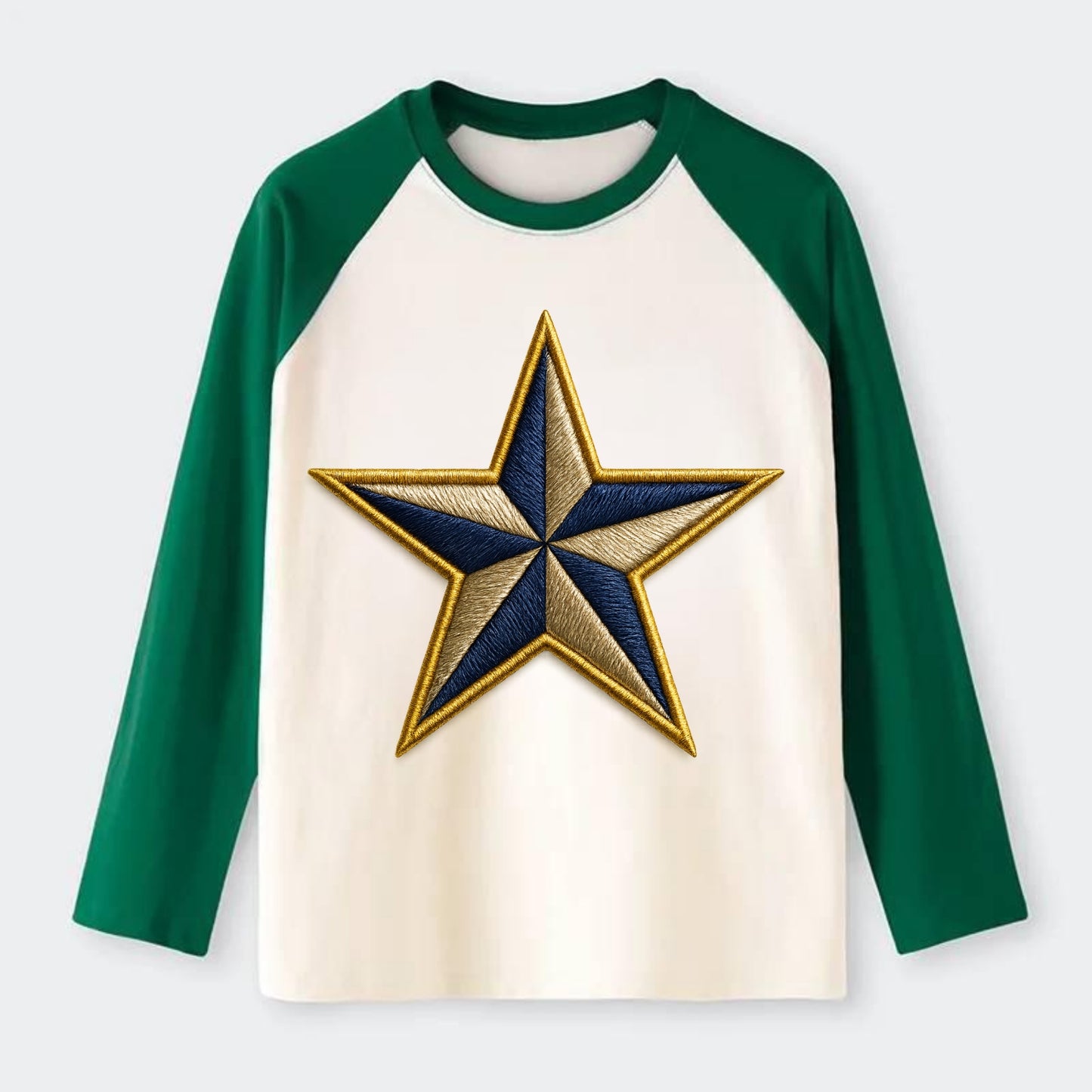 Nautical Star  - Raglan Long Sleeve T-Shirt - Green