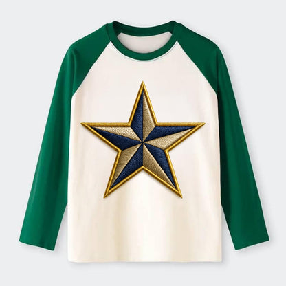 Nautical Star  - Raglan Long Sleeve T-Shirt - Green