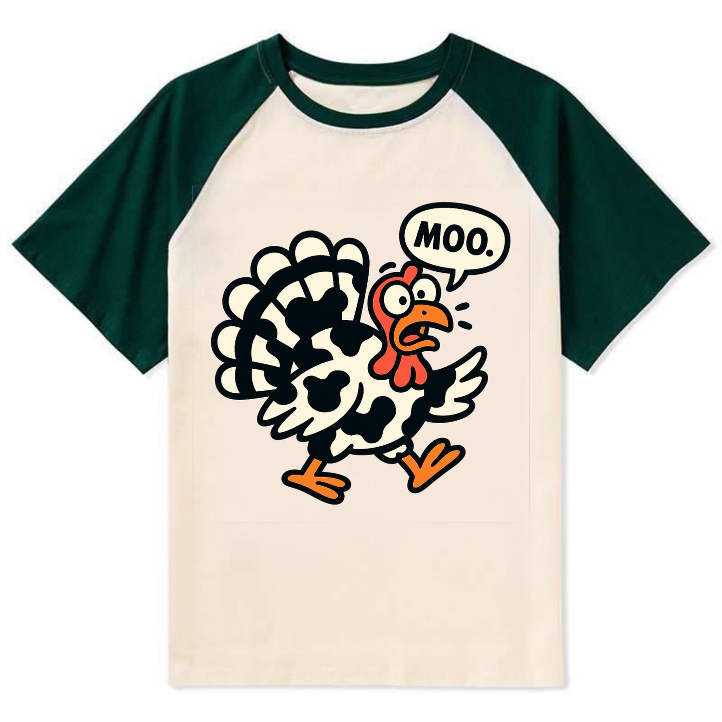 Mooing Turkey - Contrast Raglan T-shirt - Green
