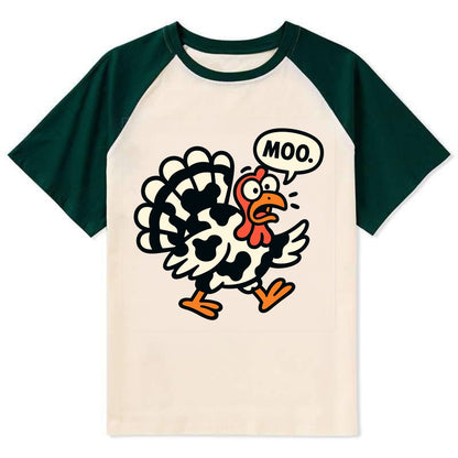 Mooing Turkey - Contrast Raglan T-shirt - Green