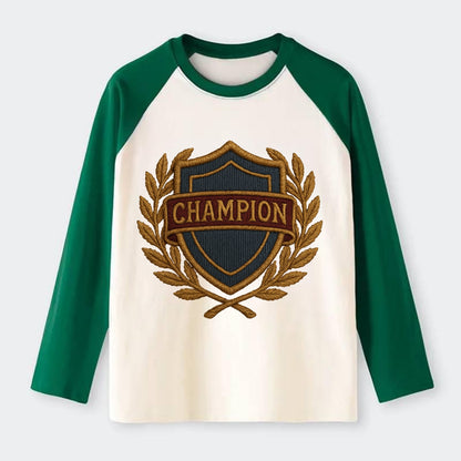 Champion Shield  - Raglan Long Sleeve T-Shirt - Green