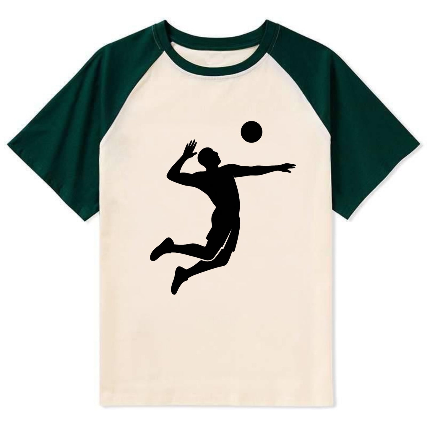 Volleyball player spiking ball - Contrast Raglan T-shirt - Green