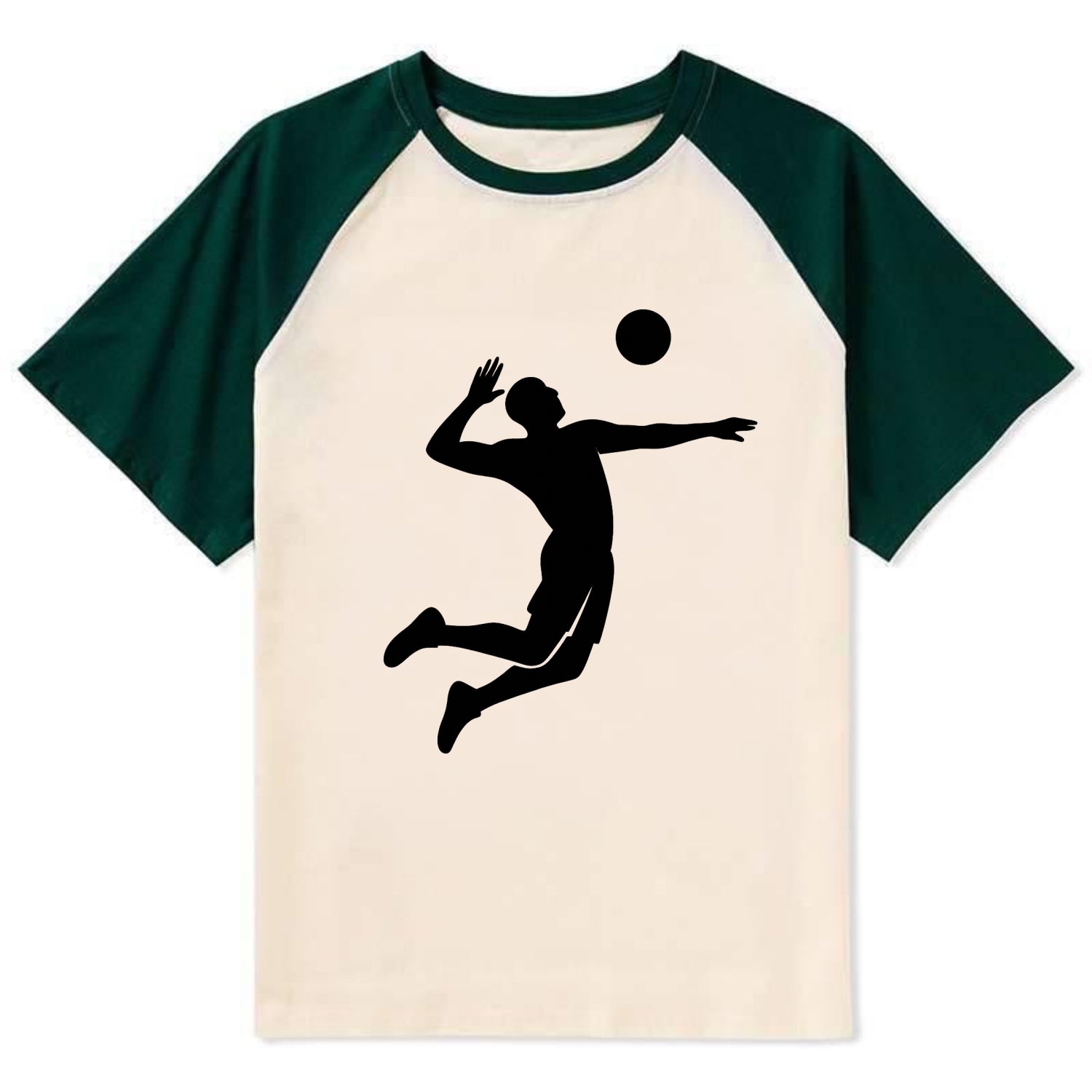 Volleyball player spiking ball - Contrast Raglan T-shirt - Green