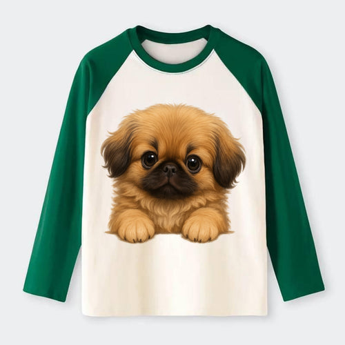 Pekingese  - Raglan Long Sleeve T-Shirt