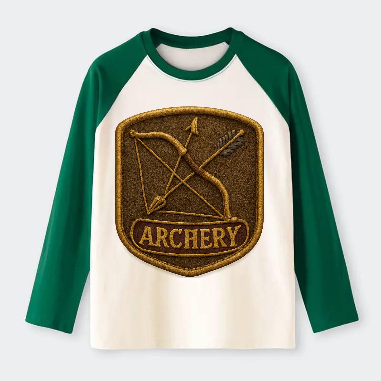 Bow and arrow crossed - archery enthusiast - Raglan Long Sleeve T-Shirt - Green