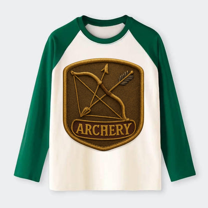 Bow and arrow crossed - archery enthusiast - Raglan Long Sleeve T-Shirt - Green