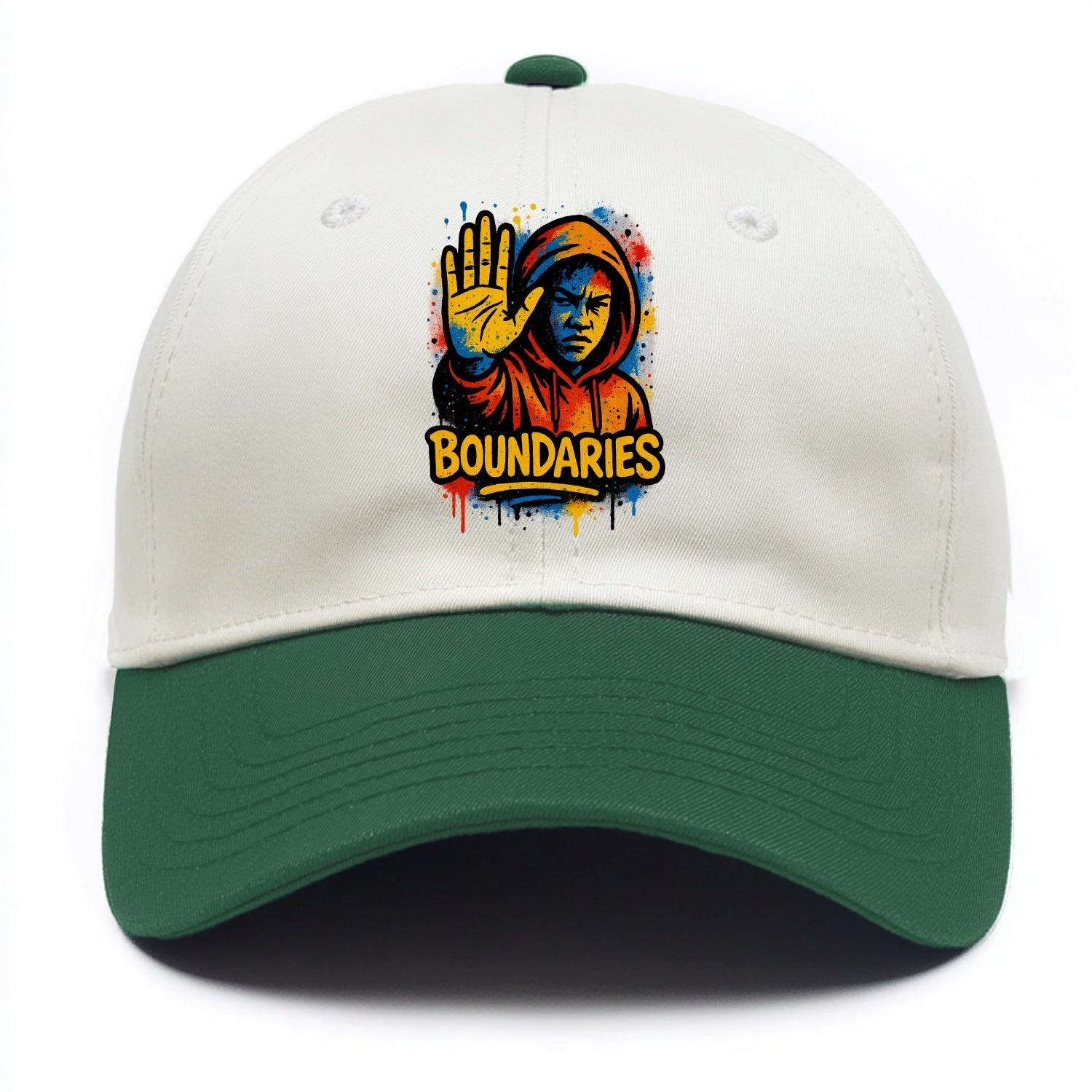 Person holding up hand in "stop" gesture - setting boundaries concept, - Two Tone Cap - Green