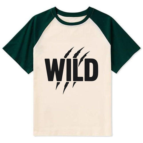Bold typography design - WILD - untamed, natural, free - Contrast Raglan T-shirt