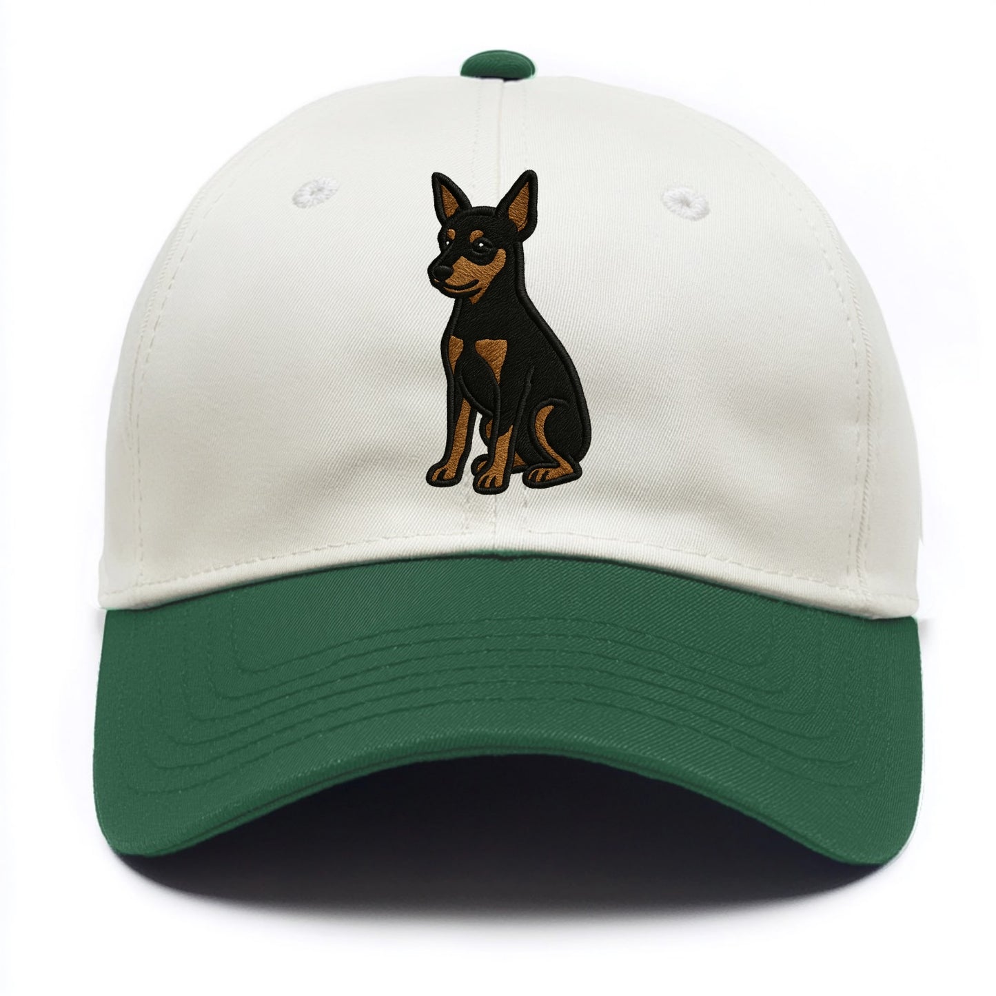 Miniature Pinscher - Black and tan sitti Two Tone Cap - Green