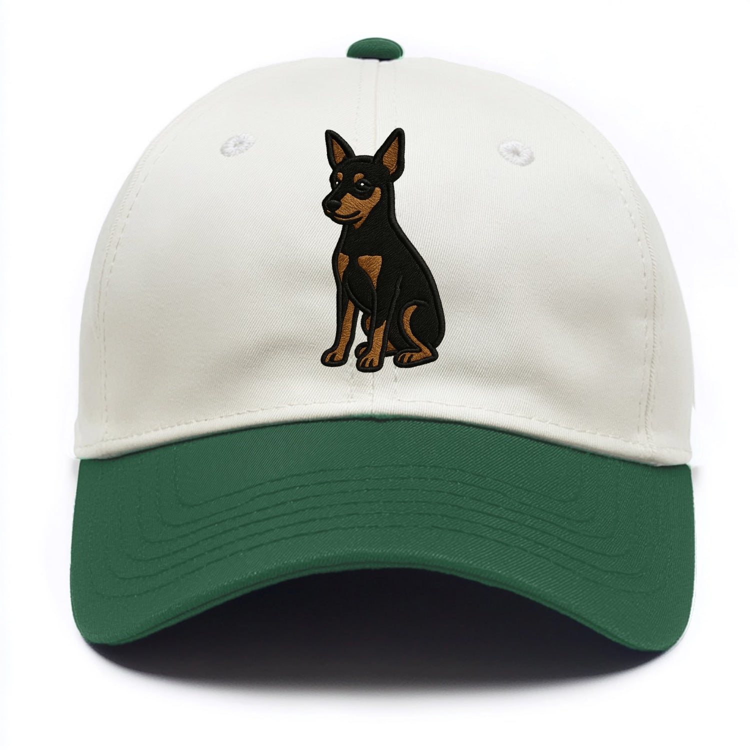 Miniature Pinscher - Black and tan sitti Two Tone Cap - Green