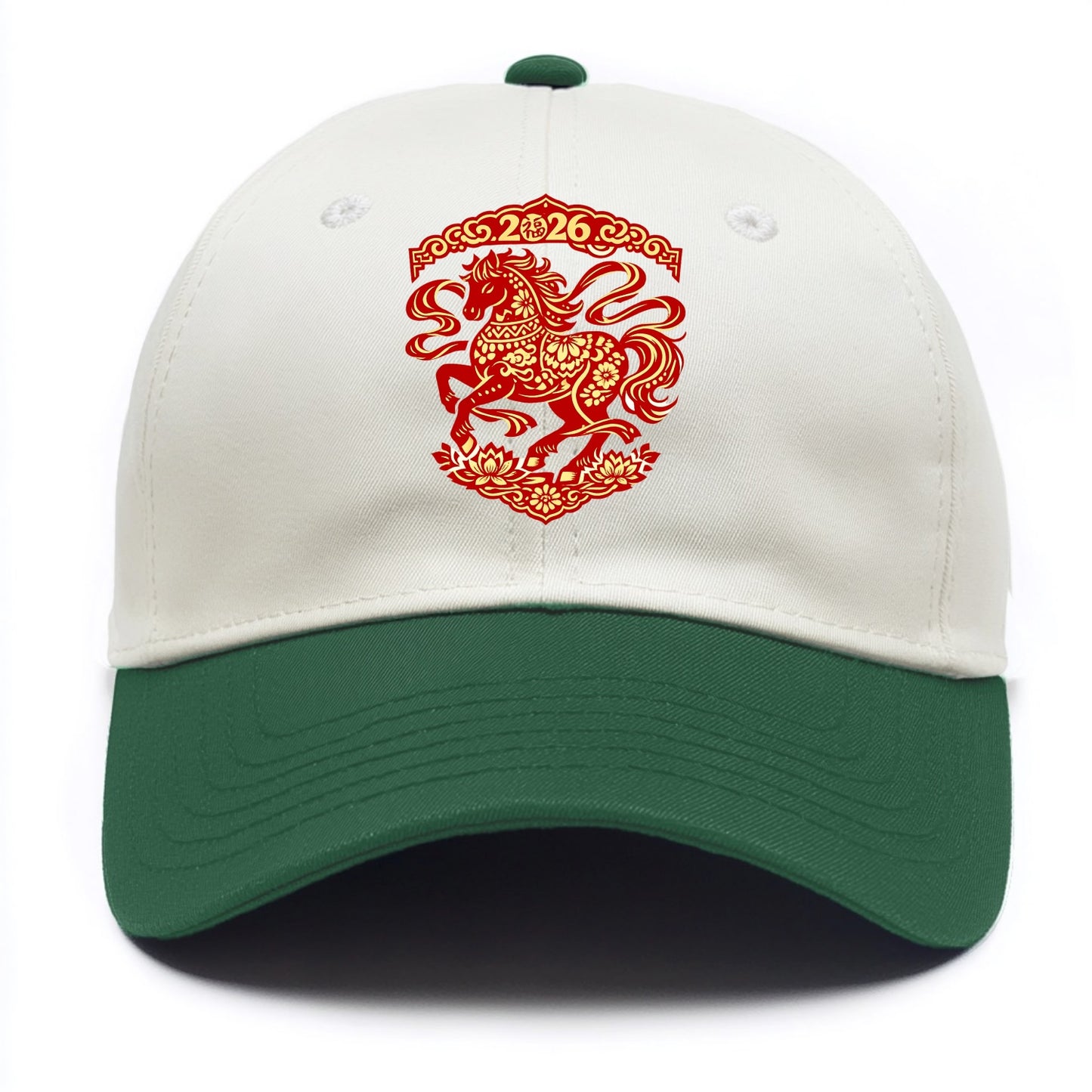 DANCING HORSE | Elegant prancing horse in motion | Graceful curved pose | Floating - Two Tone Cap - Green