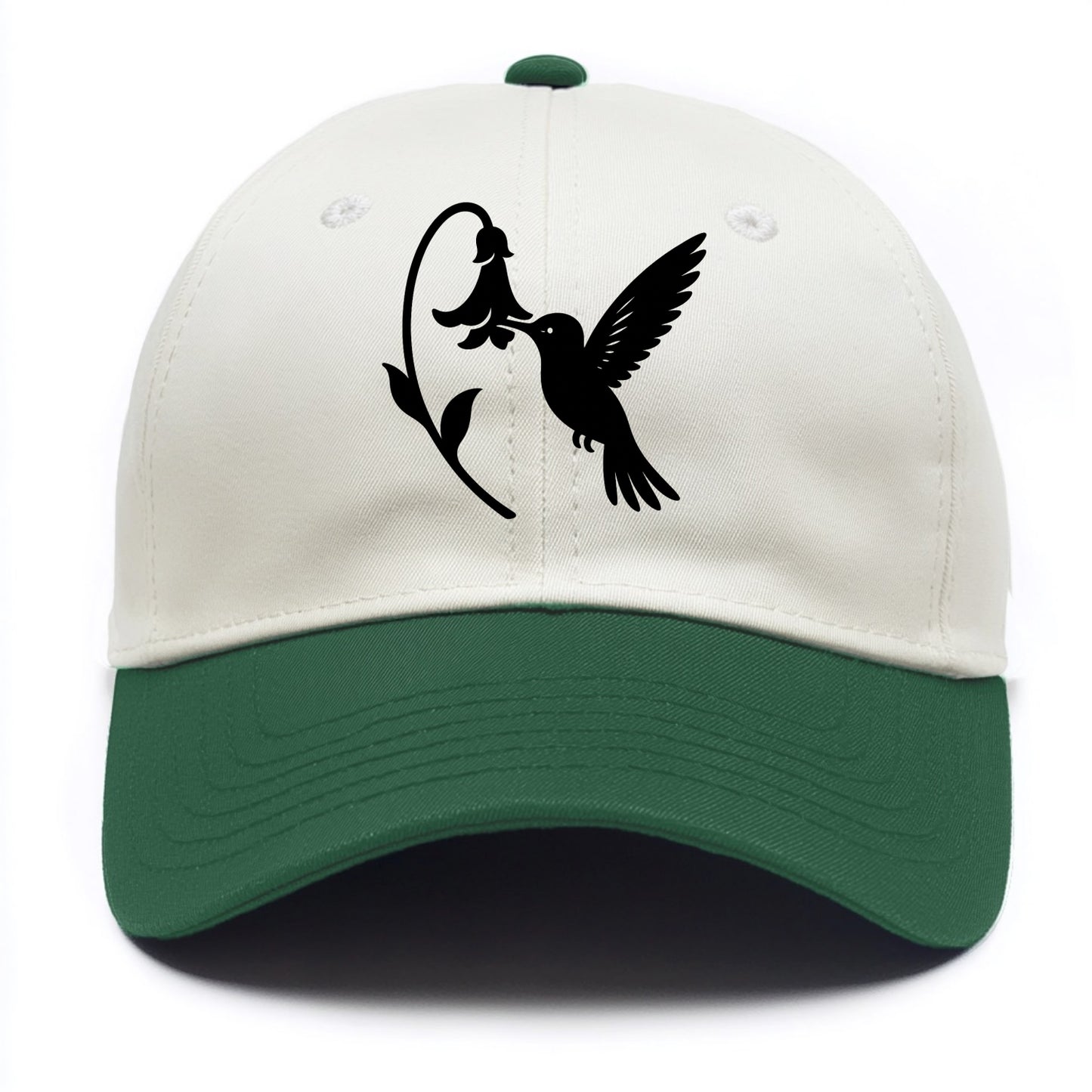 Hummingbird hovering at flower - Two Tone Cap - Green