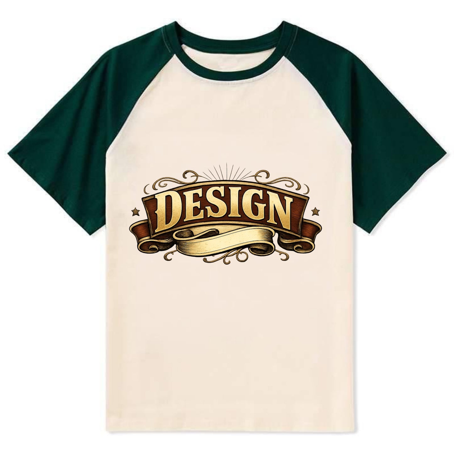 Bold typography design - "DESIGN" - intentional creation, aesthetic - Contrast Raglan T-shirt - Green