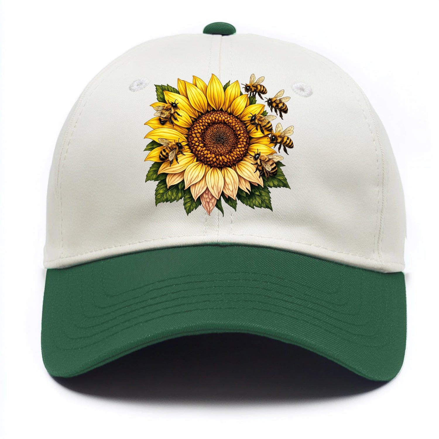 Vintage Sunflower - Two Tone Cap - Green