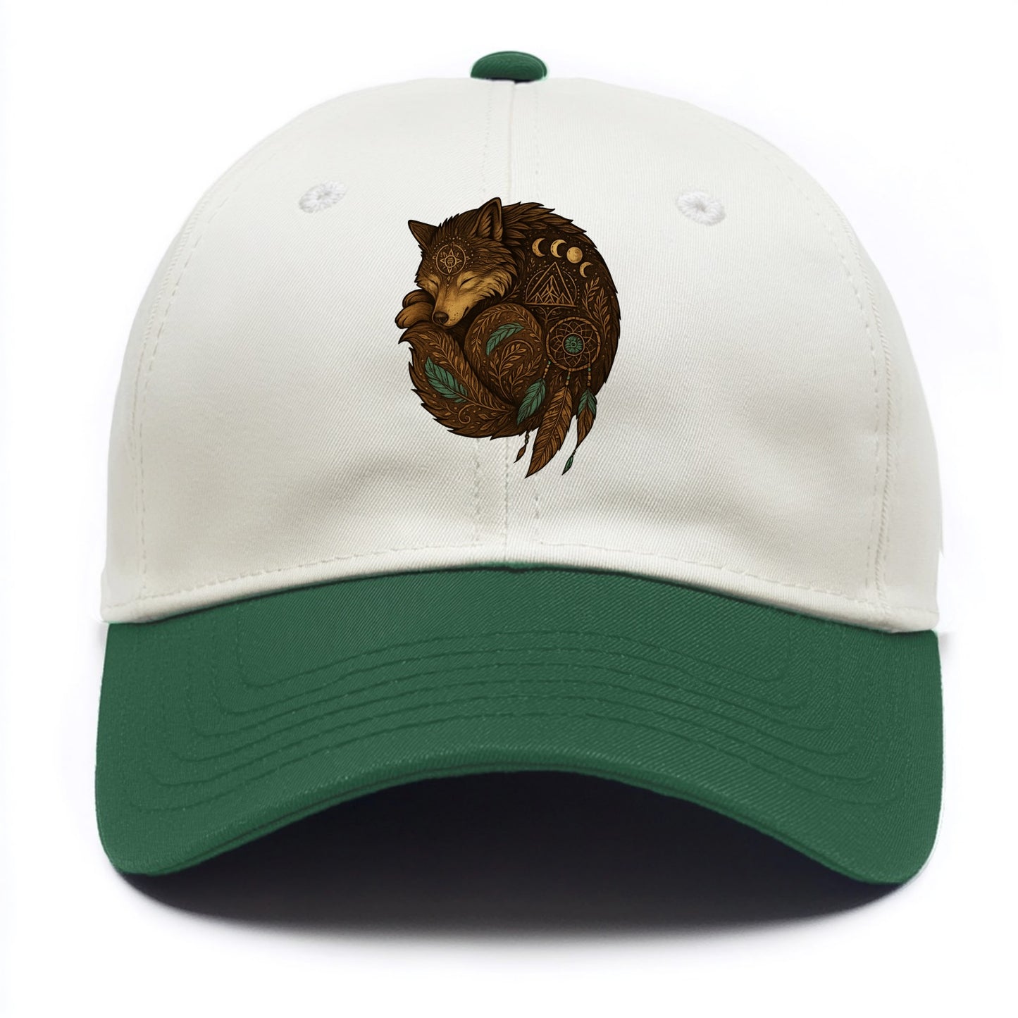 Sleeping Wolf Peace  - Two Tone Cap - Green