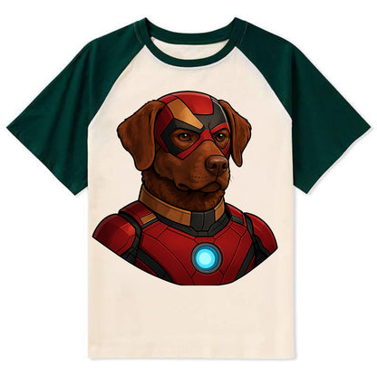 Chesapeake Bay Retriever Loyal Hero  - C Contrast Raglan T-shirt - Green