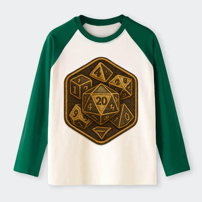 Dice set for tabletop gaming - RPG enthusiast - Raglan Long Sleeve T-Shirt - Green