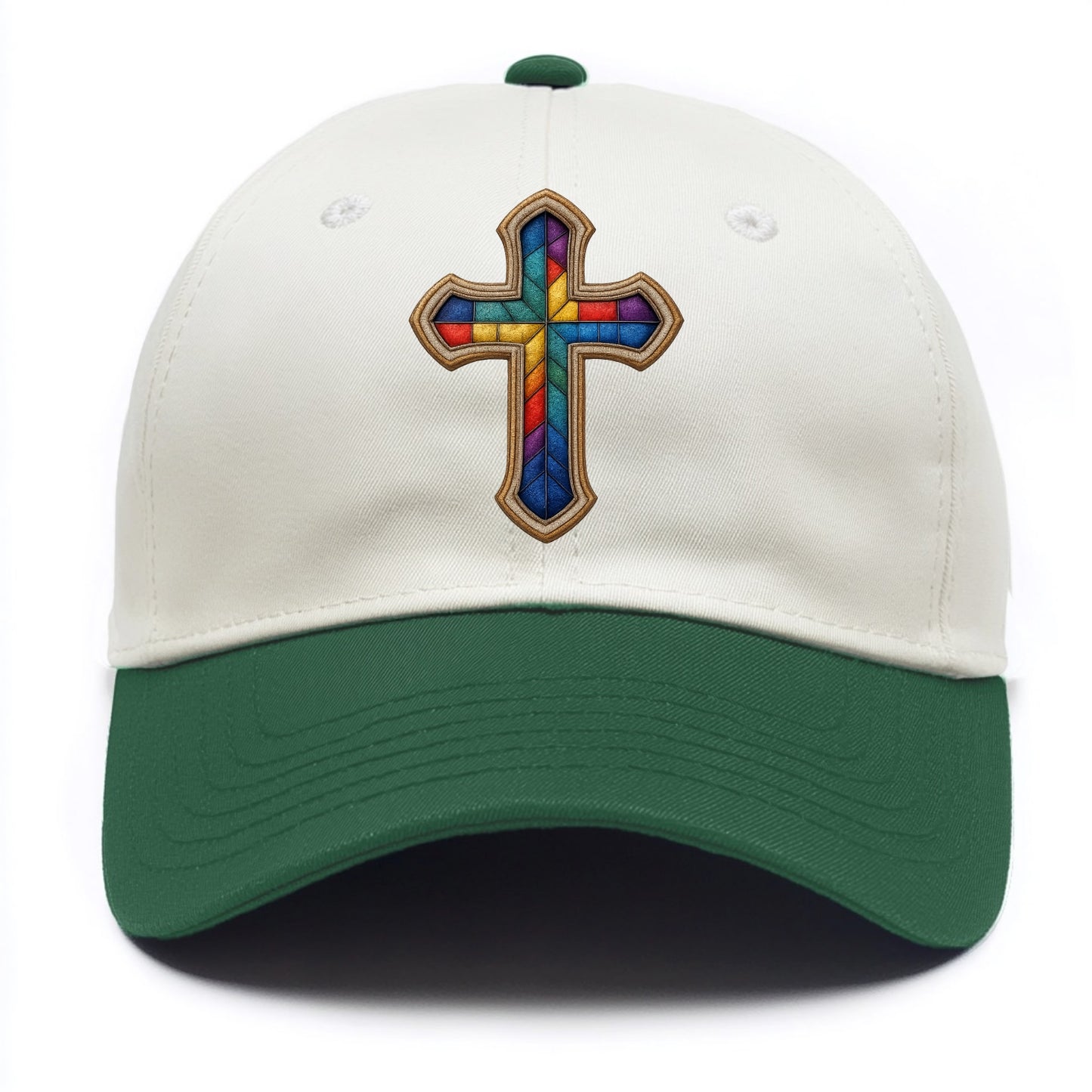 Stained Glass Cross  - Two Tone Cap - Green