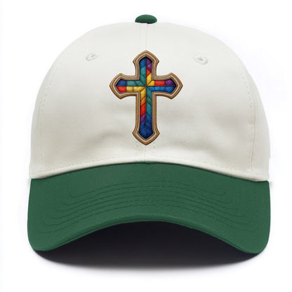 Stained Glass Cross  - Two Tone Cap - Green
